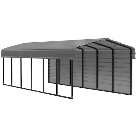 Arrow Storage Products Galvanized Steel Carport, W/ 1-Sided Enclosure, Compact Car Metal Carport Kit, 10'x29'x7', Eggshell CPHC102907ECL1